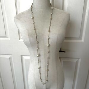 Aldo faux pearl gold tone long beaded necklace